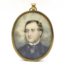 A portrait miniature of a 19th century gentleman, inscription to reverse identify the sitter as