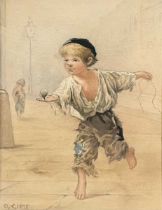 Albert Ludovici (act.1884-1914), Ragamuffin with a spinning top, signed with initials and dated 1898
