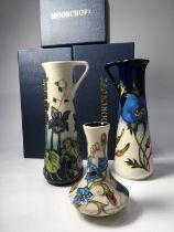 Nicola Slaney for Moorcroft, California blue poppy, tapered form, impressed and painted marks,