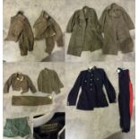 A collection of Millitary apparel, to include two Royal Artillery battle dress jackets, two Royal