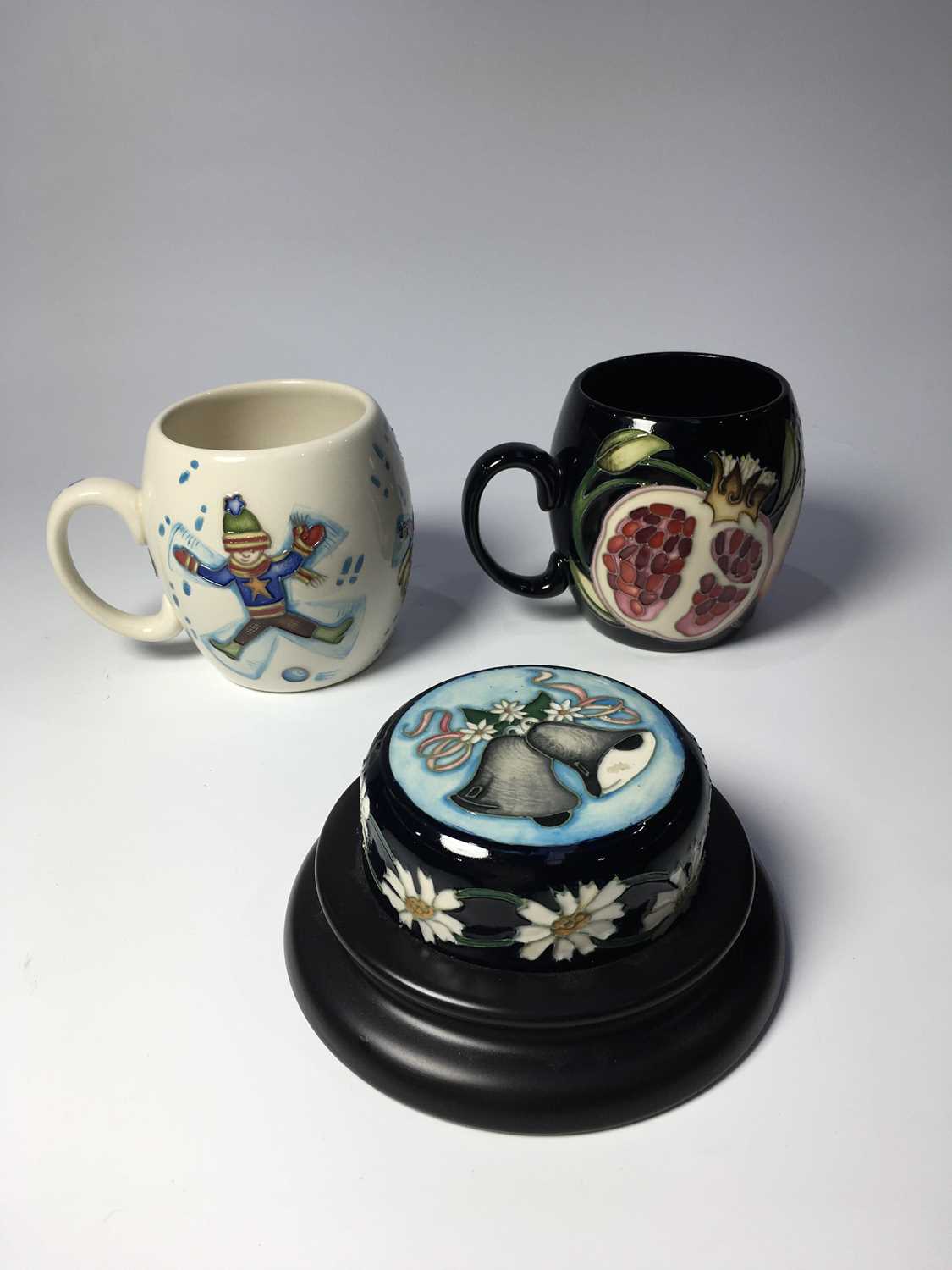 Helen Dale for Moorcroft, a Snow Angel Trial mug, circa 2016, ovoid form, impressed and painted