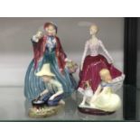 Four Royal Doulton figures, Lady Charmain, HN1948, 20cm high, Fiona HN2694, River Boy HN2128 and