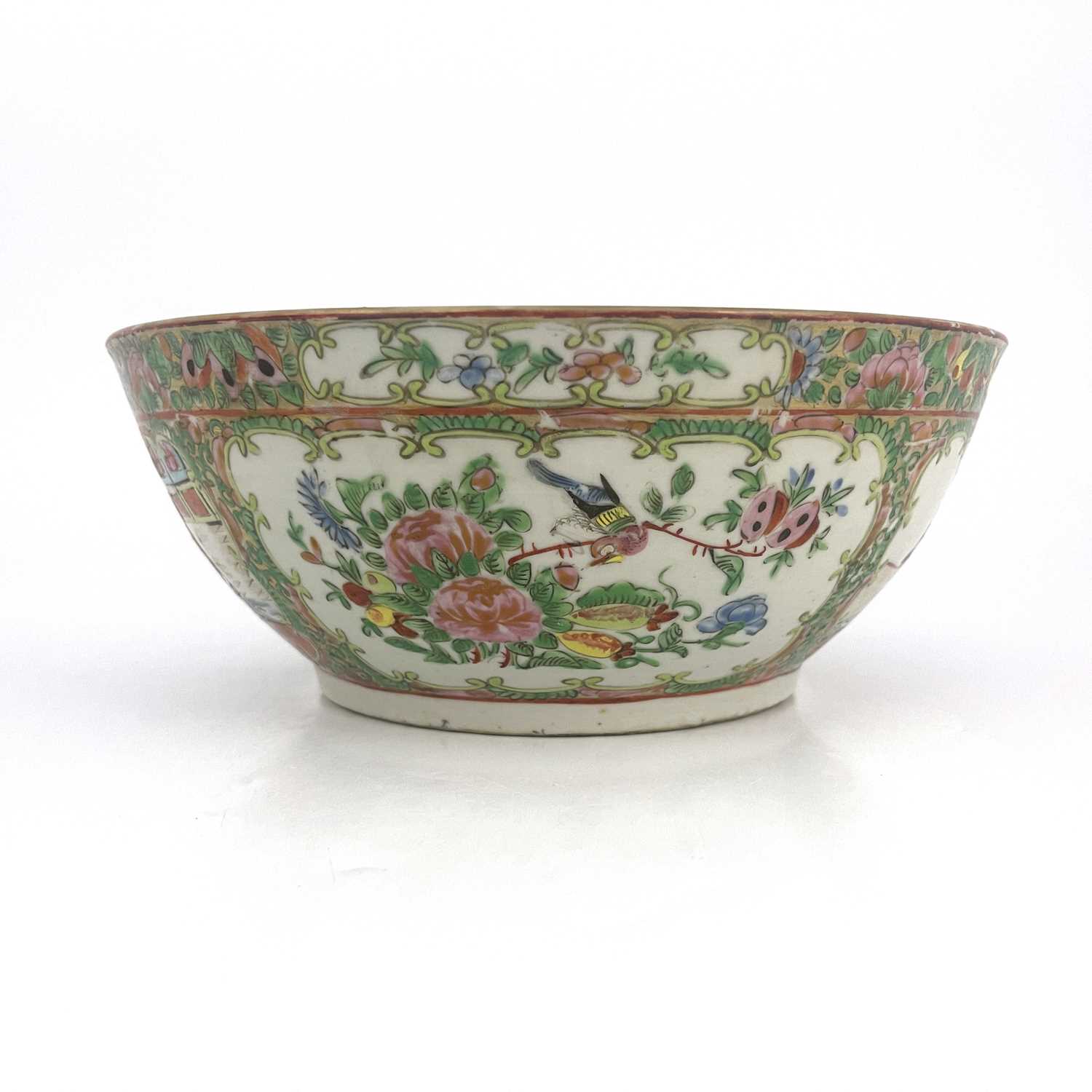 A Chinese Canton Famille rose bowl, Qing Dynasty, 19th Century, decorated with panels of narrative - Image 3 of 7