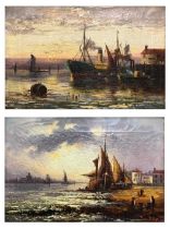 Theo Miller (British, 1880-1921), harbour scenes, a pair, both signed l.r., oil on canvas, 20 by