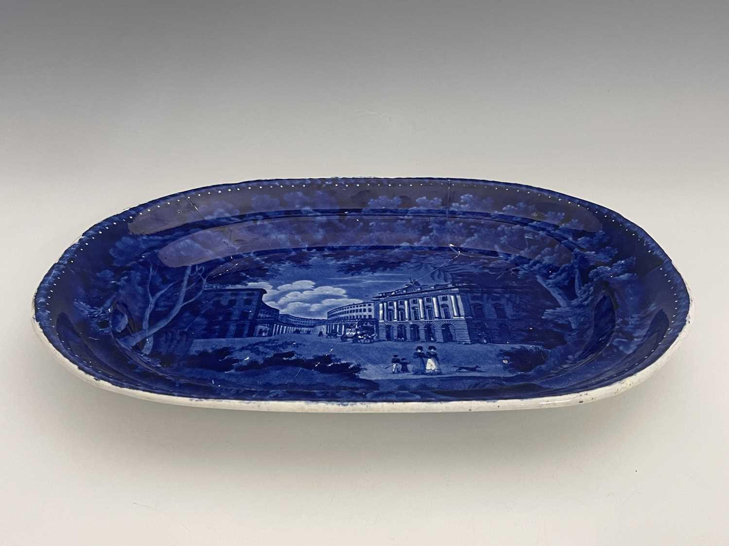 An Adams Staffordshire blue and white transfer printed platter, The Regents Quadrant, circa 1830, - Image 3 of 6