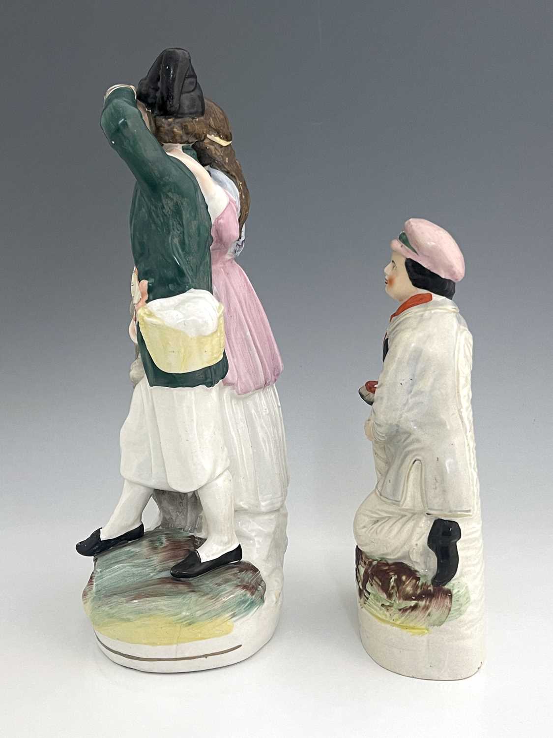 A Staffordshire figure group, late nineteenth-century, 'Fisherman and Companion' figure modelled - Image 3 of 6