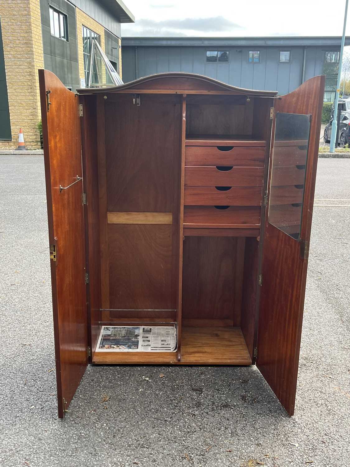 A Walnut veneered wardrobe, part fitted interior, a painted marble top credenza with mirrored - Image 8 of 10