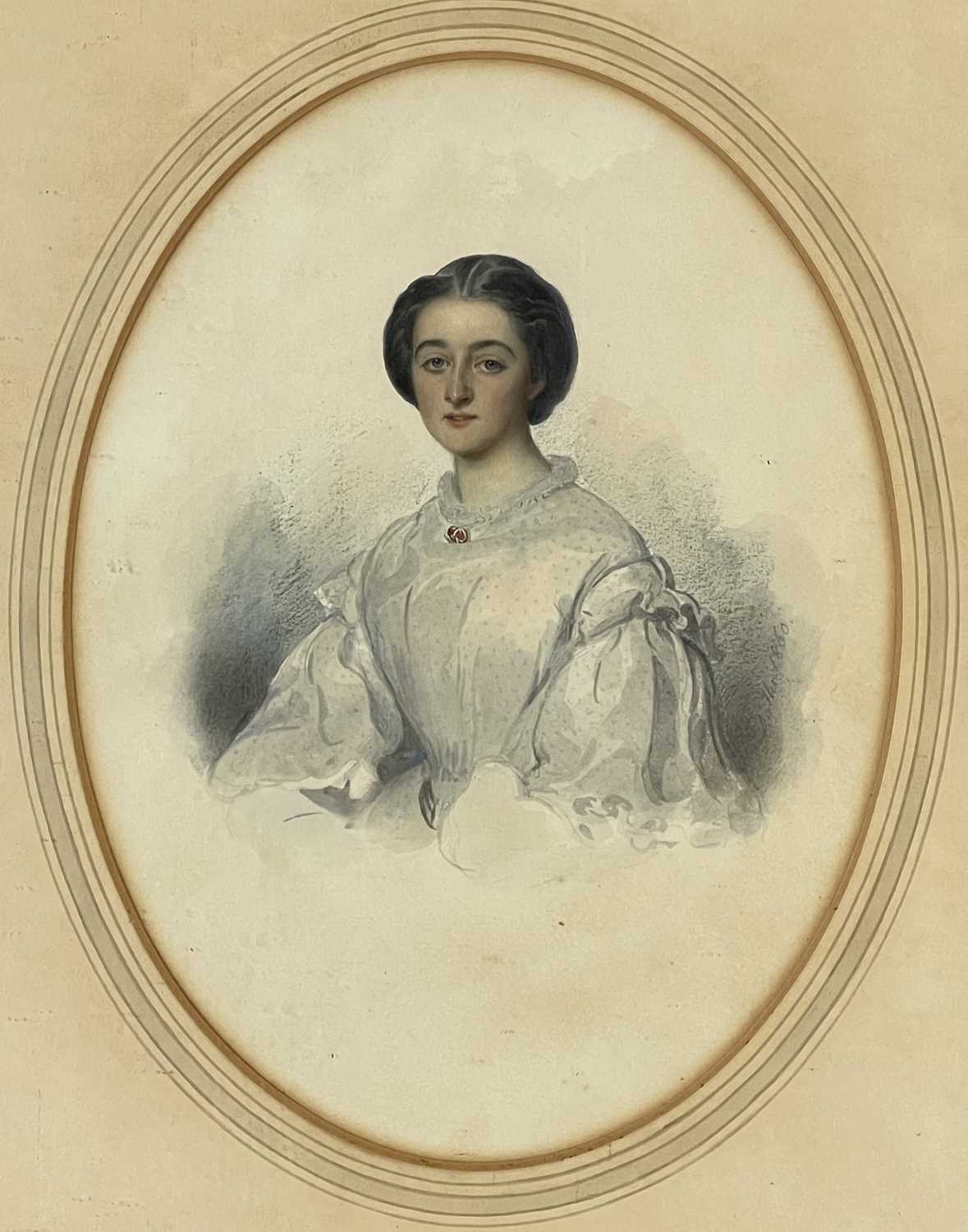 Johann Friedrich Dietler (Swiss, 1804-1874), portrait of Louise Frolicher, bust-length wearing a