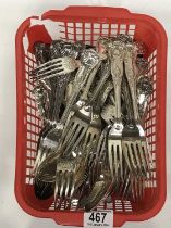 A quantity of A1 silver plate SEPNS fiddle thread and shell flatware, including forks, spoons,
