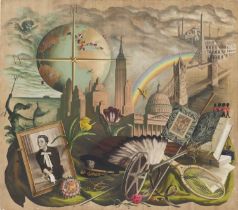 20th Century School, The Life of Douglas Fairbanks Jnr on a World Stage, as a collage, oil on board,