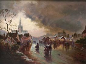 W..D.. (British, early 20th Century), Bolton Market, signed with initials and dated 1920 l.r., oil