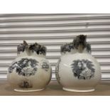 A pair of Victoria and Albert large documentary pearlware jugs of baluster form, mid-19th Century,