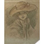 G..Reynolds (British, fl.1830), Girl with a Floppy Hat, signed l.l., titled verso, watercolour, 12