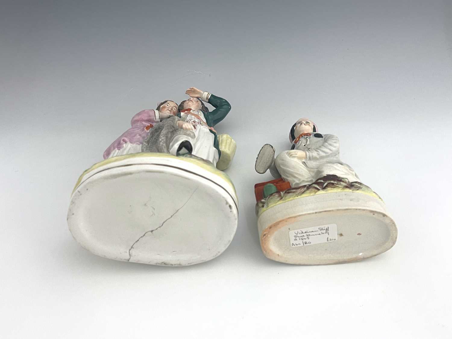 A Staffordshire figure group, late nineteenth-century, 'Fisherman and Companion' figure modelled - Image 6 of 6