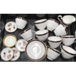 A collection of Spode porcelain tea cups and saucers, together with four Royal Worcester Evesham