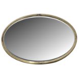 A 19th Century oval wall mirror, gilt reeded frame with ribbon detail, with a bevelled edge 62 x