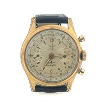 A 1960s gold plated chronograph wrist watch