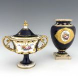 Albert Gregory for Royal Crown Derby, two floral painted vases, 1913 and 1914, each with a bouquet