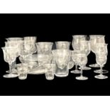 Thomas Webb, an extensive Arts and Crafts part wine and table service, optic diamond moulded