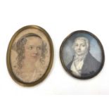 E..A..Yates (British, late 19th Century), an oval portrait miniature of Uncle Stickland, titled,