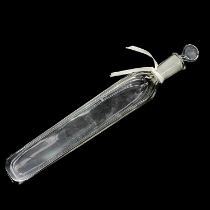 A 19th Century clear cut glass hunting flask, flat-sided stopper, facet-cut shoulders, tapered