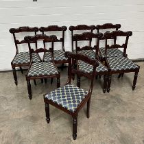 A set of 8 drop-seat dining chairs, on turned and sabre supports (8)