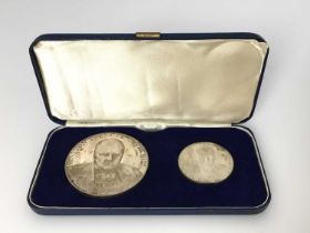 Winston Spencer Churchill, cased silver Centenary Medallions, 1874-1974, possibly by Gregory & Co,