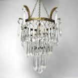 A small Victorian/Edwardian cut glass chandelier