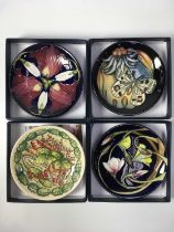 Four Moorcroft coasters, including Emma Bossons Anemone Tribute limited edition, circa 2013 16/100