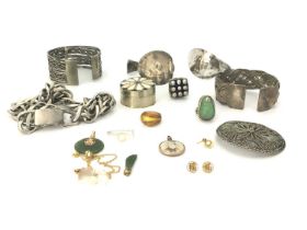 A selection of gold, silver and white metal jewellery