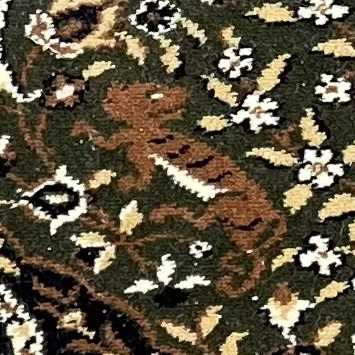 A large rug, muted green field with cream medallion and border designs, covered with floral and - Image 5 of 6