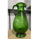 Large hand blown green jug, 43cm high