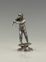 A Victorian silver figure, cast and modelled as a figure in hunting dress, possibly continental in