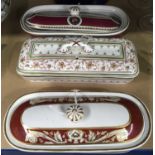 Three Victorian Staffordshire ceramic Razor Dishes (3)