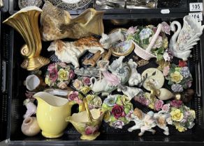 A collection of ceramics, to include a Sylvac golden collie, Branksome china dogs, posy bowls, a