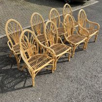 A set of eight cane conservatory chairs, including two armchairs and six single (8)