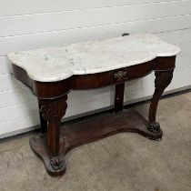 A marble-top occasional table W: 109 cm D: 45 cm H: 69 cm