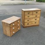 A chest of drawers, fitted two short drawers above three long W: 106 cm D: 49 cm H: 103 cm, together