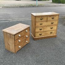 A chest of drawers, fitted two short drawers above three long W: 106 cm D: 49 cm H: 103 cm, together