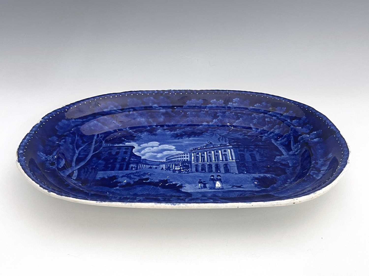 An Adams Staffordshire blue and white transfer printed platter, The Regents Quadrant, circa 1830, - Image 6 of 6