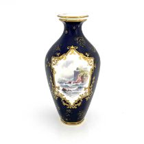 W E J Dean for Royal Crown Derby, a marine painted vase, shouldered form, decorated with a stormy