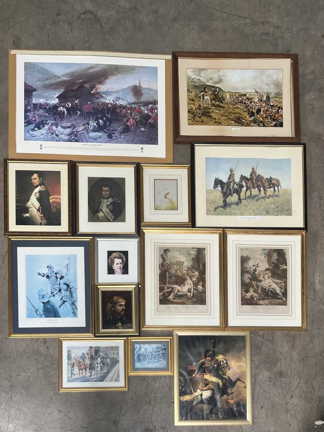 A large collection of furnishing pictures, including lithograph prints "Sacrifice Au Dieu Pan"