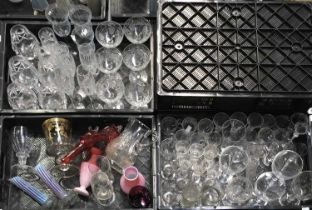 A collection of early 19th century and later glass, including Stuart Crystal champagne flutes, cut