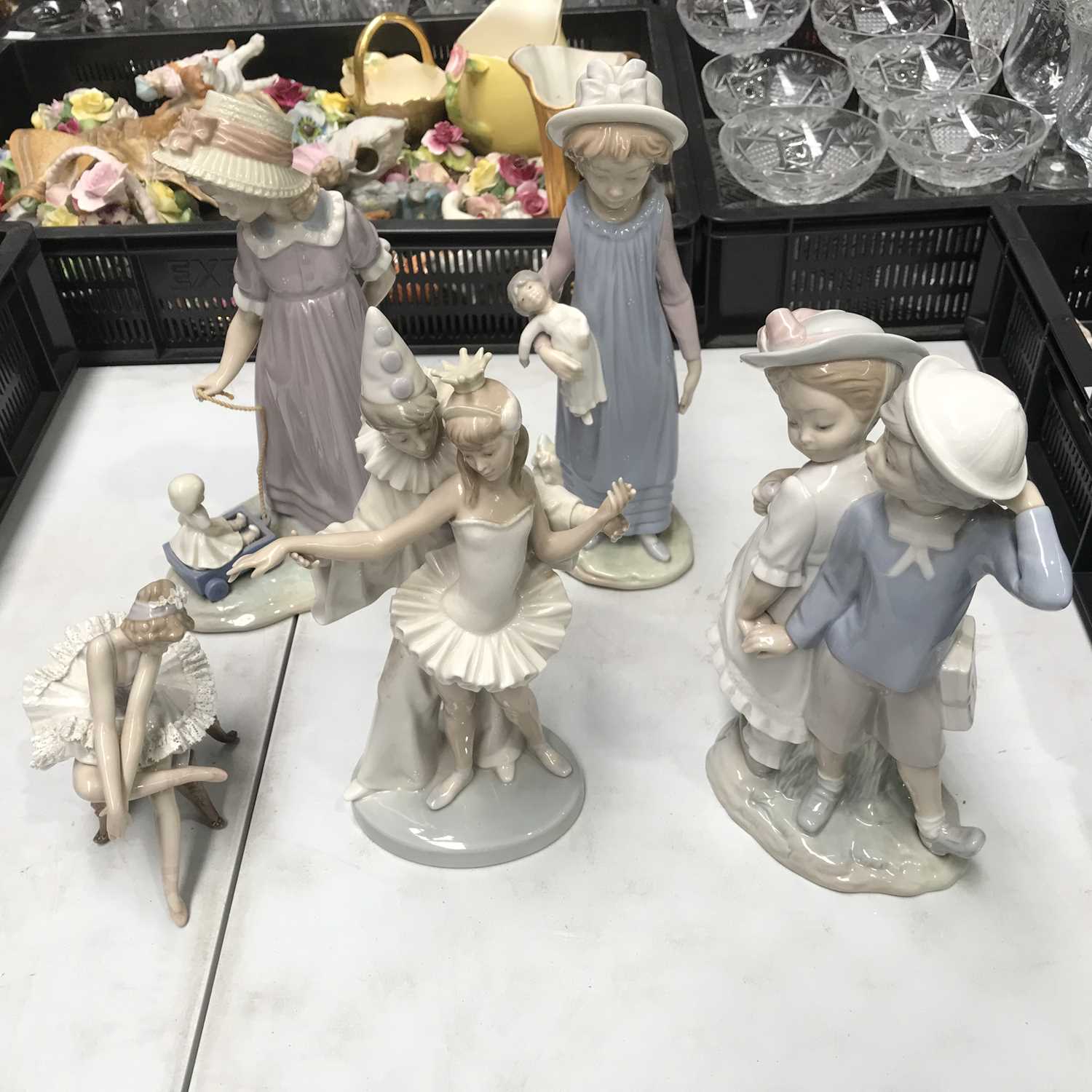 Five Lladro figures including Vincent Martinez DAISA, Girl with Toy Wagon, Belinda with doll,