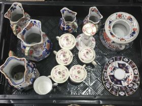 Ceramics including Mason's octagonal dragaon handled jugs, Continental creamware chocolate cups