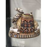 A large Royal Crown Derby camel paperweight, gold stopper