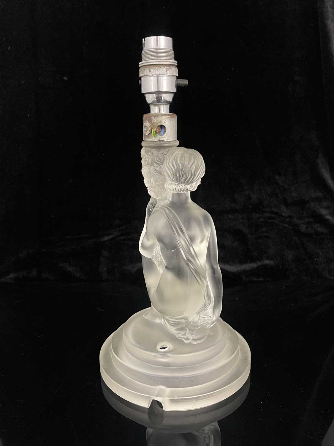 Walther and Sohne, an Art Deco glass figural lamp base, modelled as a nude woman holding a bouquet - Image 5 of 7