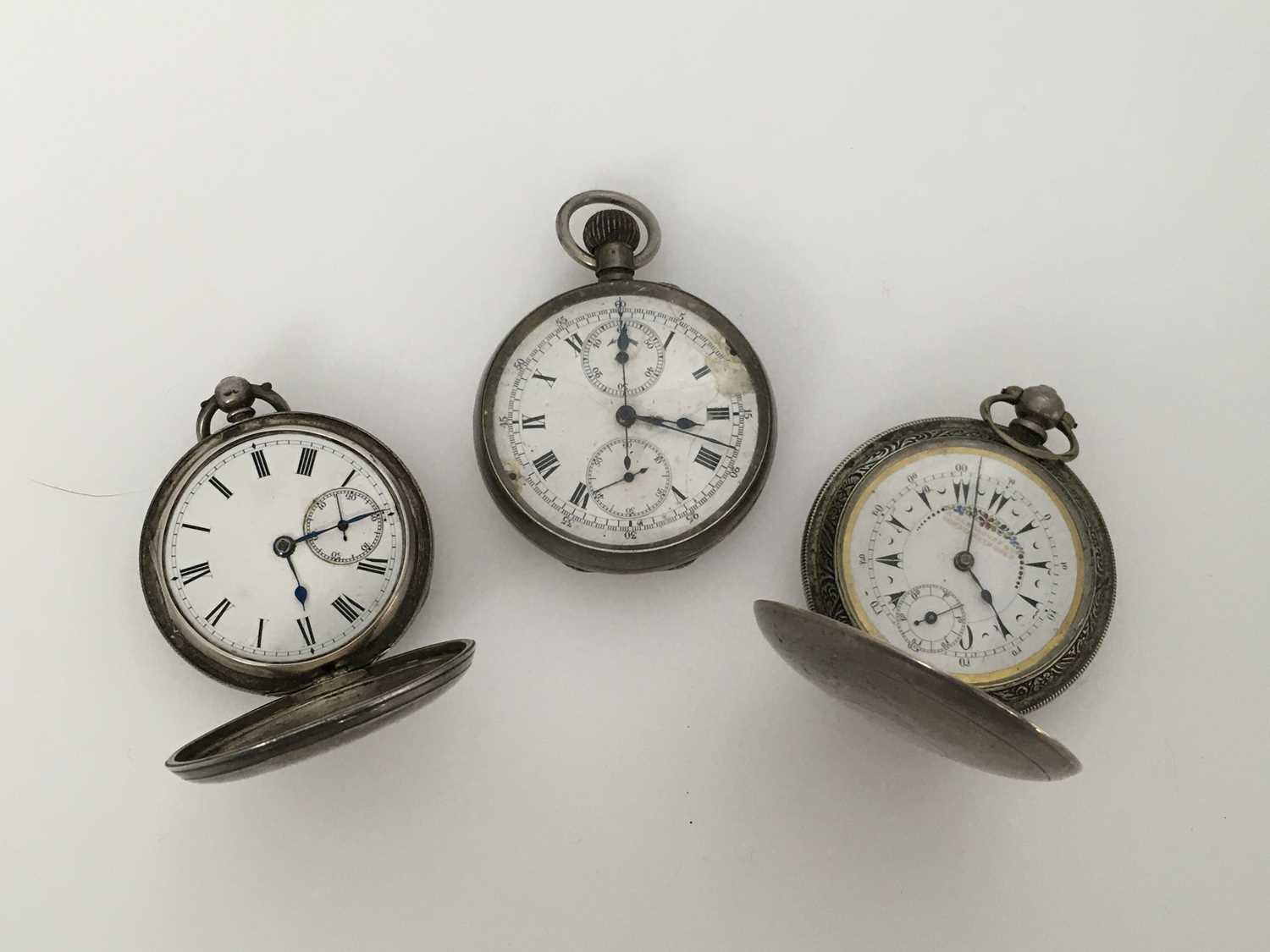 Three silver cased pocket watches, to include a Turkish full hunter silver pocket watch by K.