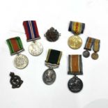 A WW2 Defence Medal, King George VI Medal 1939-1945, Territorial efficiency Medal, WWI Great Britain