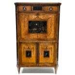 A satinwood and specimen wood bureau abatant, 18th Century, possibly Dutch, parquetry and